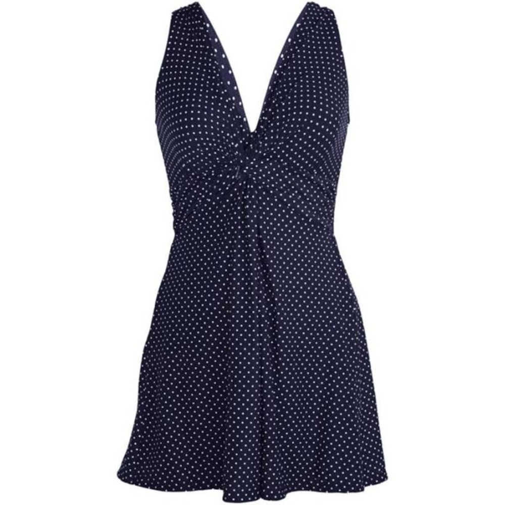 Miraclesuit Marias Swimdress Midnight Blue Polka Dot Size 16 New With Tags